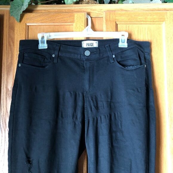 Paige Verdugo Ultra Skinny Jeans Black Eclipse Destructed Distressed Size 32 - Picture 3 of 12